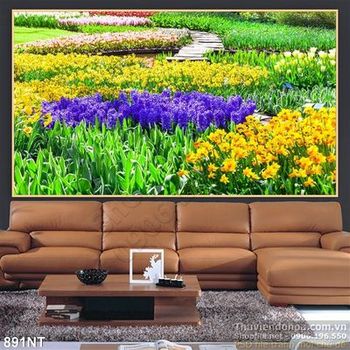 Tranh vườn hoa tulip rực rỡ