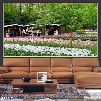 Tranh cánh đồng hoa tulip