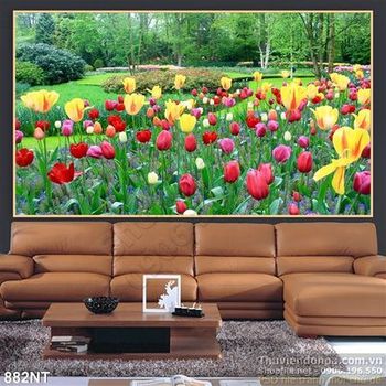 Tranh vườn hoa tulip