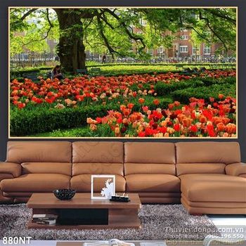 Tranh khu công viên hoa trường học