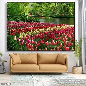 Tranh cánh đồng hoa tulip