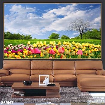 Tranh khu vườn hoa tulip