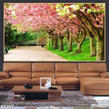 Tranh con đường hoa đào