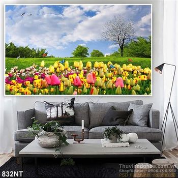 Tranh hoa tulip khu công viên
