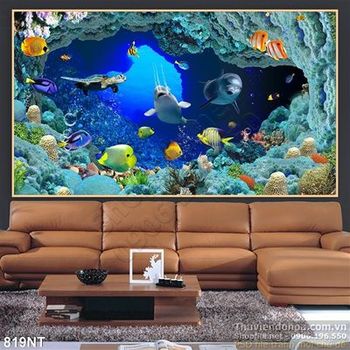 Tranh đàn cá heo ở biển