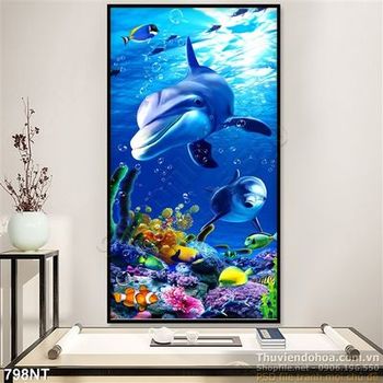 Tranh cá heo và các loài cá dưới biển
