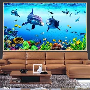 Tranh cá heo trang trí phòng trẻ em
