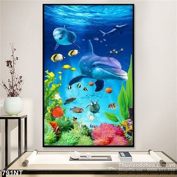 Tranh cá heo trang trí tường