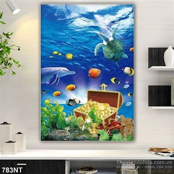 Tranh rùa biển và cá heo