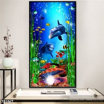 Tranh cá heo dưới đáy địa dương