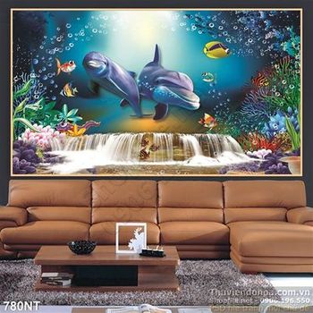 Tranh đôi cá heo trang trí phòng bé