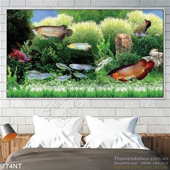 Tranh cá rồng trong bể
