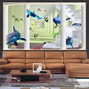 Tranh cá heo nghệ thuật