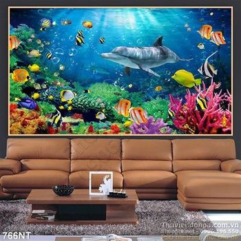 Tranh cá heo ở đại dương