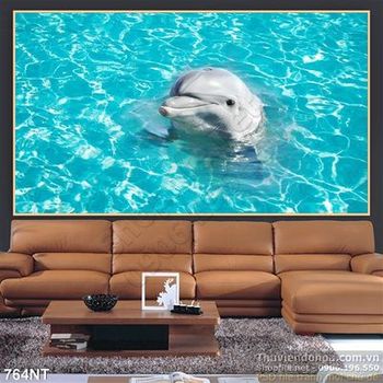 Tranh cá heo ở bể bơi