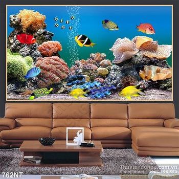 Tranh cá san hô trang trí phòng khách