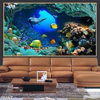 Tranh cá heo ở động san hô
