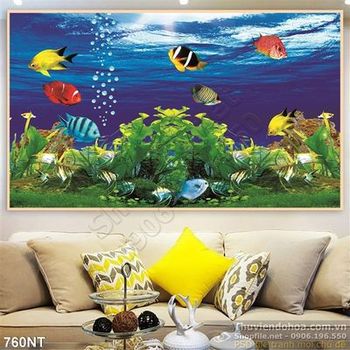Tranh cá ở đại dương trang trí phòng bé