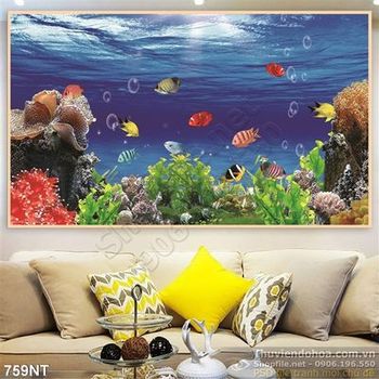 Tranh san hô và cá ở biển