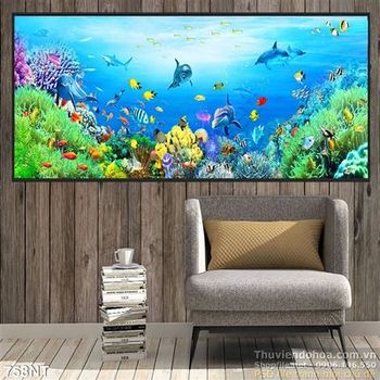 Tranh rặng san hô và cá heo