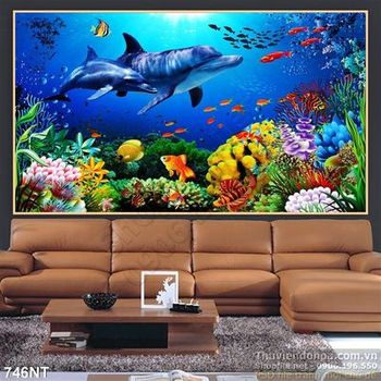Tranh cá heo và rạng san hô