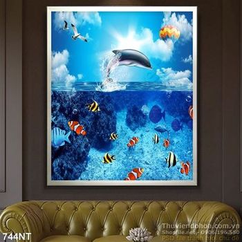 Tranh cá heo và san hô
