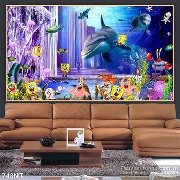 Tranh cá heo trang trí phòng bé