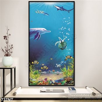 Tranh cá heo và đại dương xanh