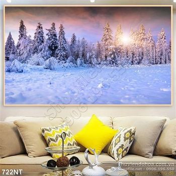 Tranh khu rừng thông mùa đông