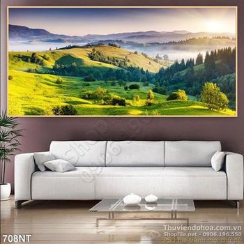 Tranh dãy núi xanh