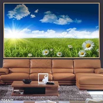 Tranh cánh đồng hoa Cúc in uv chất lượng