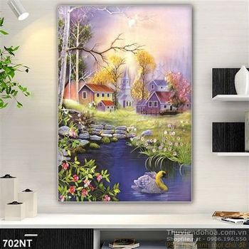 Tranh sơn dầu làng quê Châu Âu