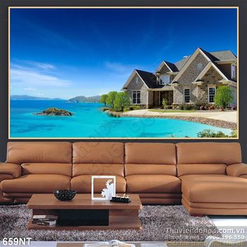 Tranh biệt thự trên đảo