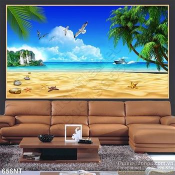 Tranh chim hải âu và hàng dừa