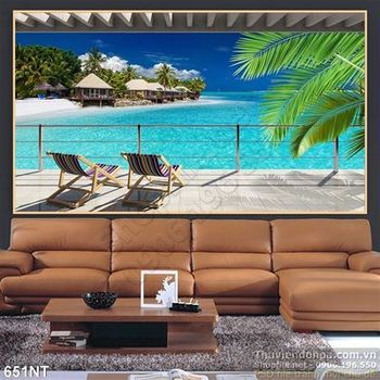 Tranh khu nghỉ dưỡng trên đảo
