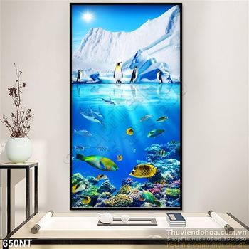 Tranh đại dương và chim cánh cụt