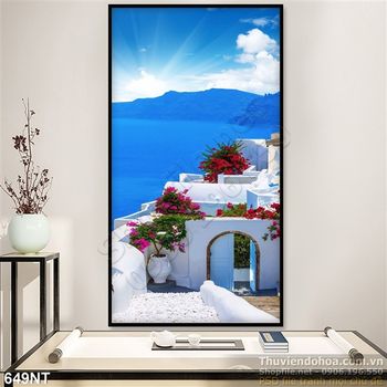 Tranh nhà nghỉ dưỡng trên đại dương