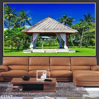 Tranh khu nghỉ dưỡng thơ mộng