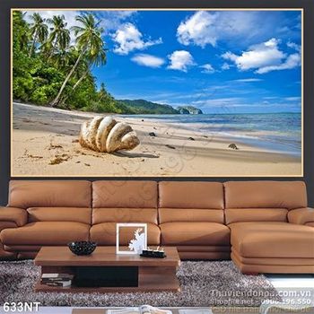 Tranh hòn đảo và hàng dừa xanh