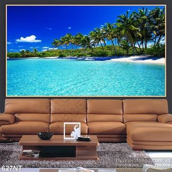 Tranh hàng dừa trên biển