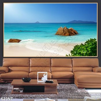 Tranh bãi biển xanh
