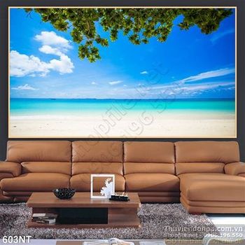 Tranh bãi biển xanh