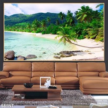 Tranh hàng dừa trên biển