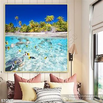 Tranh cá ở  dương xanh