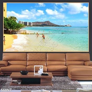 Tranh khu nghỉ dưỡng trên biển