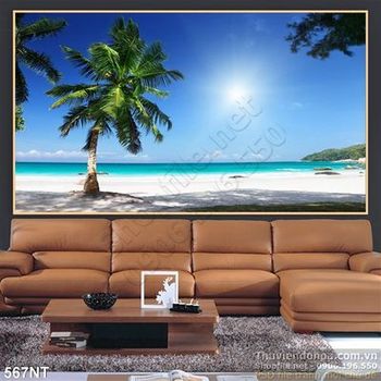 Tranh cây dừa trên bãi cát