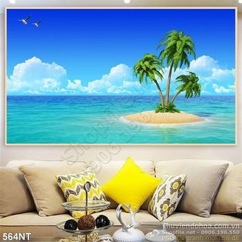 Tranh cây dừa và biển