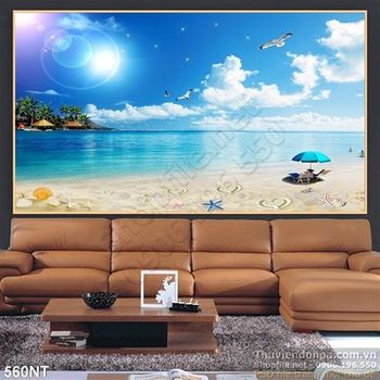 Tranh bầu trời và đại dương xanh