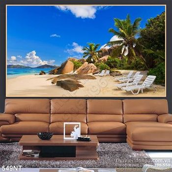 Tranh hòn đảo nhỏ trên đại dương xanh