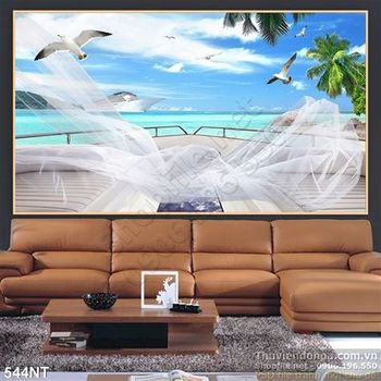 Tranh ban công và đại dương xanh